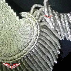 KEW French <b>Silver</b> Bullion Fringe Shoulder Boards Epaulettes Hand Embroidered Eco-Friendly Vintage Napoleonic Ceremonial <b>Jacket</b> - Product Image 4