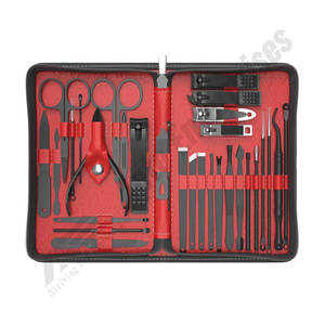 Coupe-ongles professionnel ensemble de pédicure outils pour ongles étui luxueux ensemble de manucure noir 31 pièces Kit de coupe-ongles de soins personnels - Product Image 1