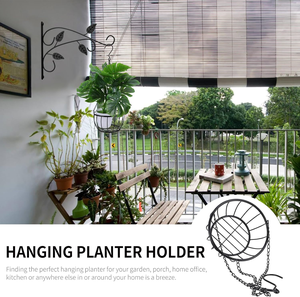 Soporte para Macetas de Hierro Negro con Cadena de Tres Puntos y Gancho para Colgar, Canasta de Alambre Abierta para Exhibición de Plantas en Balcón, Patio y Jardín - Product Image 4