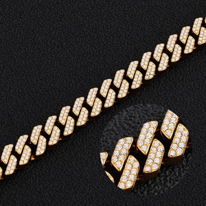 Mens Moissanite 925 Silver Iced Out Cuban Link Chain Gold Tone Luxury <b>Statement</b> <b>Necklace</b> Fashion Jewellery - Product Image 2
