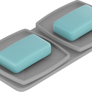 Support mural double en métal pour porte-savon carré, idéal pour la salle de bain contemporaine - Product Image 1