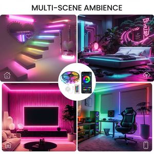 Ruban lumineux <span class=keywords><strong>néon</strong></span> en tissu RGBIC USB 5V DC 360 °   Bande lumineuse intelligente à <span class=keywords><strong>60</strong></span> LED, couleurs changeantes, pour jeux et décoration minimaliste - Product Image 4