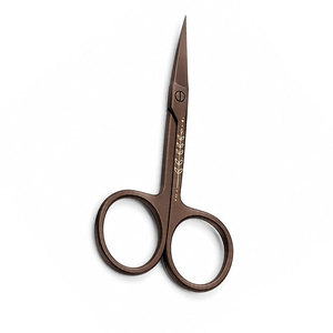 Ciseaux à sourcils en acier inoxydable, lame droite, pour droitiers, outil de beauté et de toilettage, finition bronze - Product Image 1
