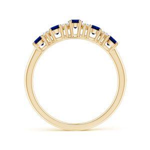 Bague de mariage demi-alliance de luxe ovale en saphir et saphir serti de griffes, alternant des pierres, pour femme, en or 10K 14K 18K et argent 925 935 - Product Image 4