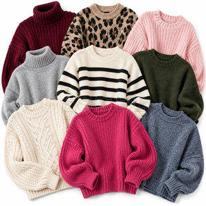 Usine de tricotage OEM : Pull tricoté sur mesure coupé et cousu, avec col polo rayé et ourlet côtelé, en fil personnalisé, pour l'hiver - Product Image 1
