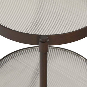 Casted Glass Top <b>Side</b> <b>Tables</b> 2 Teir Metal bases <b>Side</b> <b>Tables</b> Modern Round Metal <b>Side</b> <b>Table</b> with Tempered Glass Top and <b>Storage</b> - Product Image 4