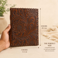 Journal en cuir personnalisé avec motif floral en relief, carnet à couverture rigide fait main, agenda artisanal fleuri, cadeau pour lui et pour elle