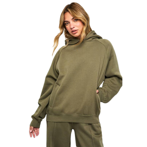 Ensemble sweat à capuche et pantalon de jogging pour femme, sans cordon, en molleton 100 % coton, avec logo frontal, haute qualité, vente en gros - Product Image 1