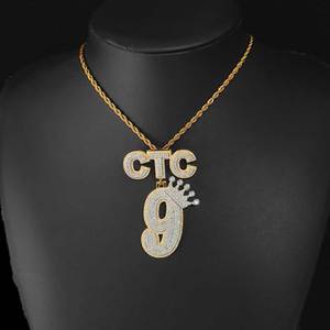 Mens Moissanite Pendant 925 <b>Silver</b> Iced Crown <b>Initial</b> Letter GTC Custom Name Pendant <b>Necklace</b> Luxury Statement Gift - Product Image 1