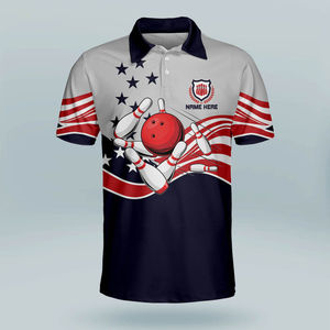 Stylish Knitted Classic Comfortable Printed Custom Sublimation Men's <b>Bowling</b> Polo Shirt High Quality Waterproof Quick Dry - Product Image 2