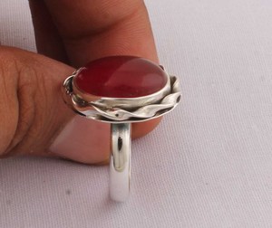 925 Silver Red Gemstone Party <b>Ring</b> Factory Direct Wholesale Natural Oval <b>Jade</b> Scalloped Frame Custom Jewelry Supplier - Product Image 6