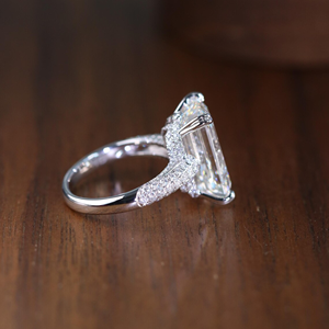 Bague en or blanc taille émeraude avec diamant de 5,40 carats, bijoux de fiançailles et de mariage en diamant de laboratoire, plaqué or 14 carats, vermeil éternité - Product Image 2