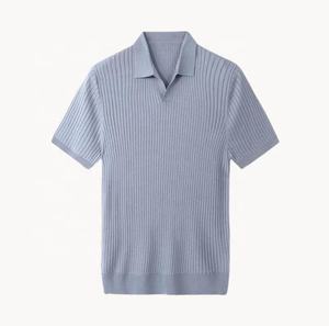Nouveau Polo Homme Personnalisé Blanc d'été en Coton Soie Glacée Anti-boulochage, Col Boutonné, Motif Uni Teint en Fil - Product Image 6