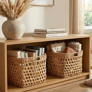 Durable Handmade Water Hyacinth <b>Basket</b> Wholesale <b>Rectangle</b> <b>Storage</b> <b>Basket</b> for Home and Retail Collection - Product Image 6