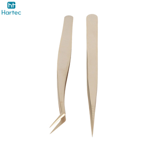 High Quality Product Lash Tweezers Set Of 2 Pcs Comfort Grip Stainless Steel Fiber Tip Lash Tweezers For Eyelash Extensions - Product Image 3
