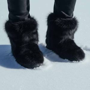 Bottes de neige en cuir véritable avec fourrure de renard, unisexes, hiver, avec semelle intermédiaire en caoutchouc confortable, doublure en fausse fourrure, toutes tailles USA/UE - Product Image 3