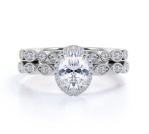 Classic 1.45 Carat Oval Cut Moissanite Vintage Bridal Set Luxury Engagement Anniversary <b>Ring</b> Prong Setting Gold Plated Wedding - Product Image 1