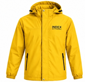 Chaqueta Impermeable con Capucha Amarilla para Hombre, Marca Index Apparel, con Cierre Frontal - Product Image 1