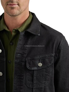 Blouson de moto pour homme style denim cowboy, respirant, de haute qualité, coupe ajustée, col montant, polyester/coton - Product Image 6
