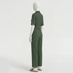 ชุดเซ็ต 2 ชิ้นสำหรับผู้หญิง เสื้อคอตั้งแขนสั้น กางเกงขายาวลำลอง ชุดกีฬา ไซส์พลัส สำหรับฤดูหนาว ผ้าฝ้าย 100% ผ้าฟลีซเนื้อนุ่ม - Product Image 4