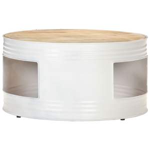 Tavolino da caffè medio in legno di mango bianco resistente e ferro verniciato a polvere - Product Image 2