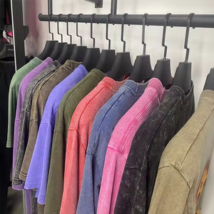 เสื้อยืดเนื้อหนา ซักย้อมสีแบบแอซิดวอช ผ้าฝ้ายเจอร์ซีย์ 100% เสื้อยืดหรูหราสไตล์วินเทจทรงโอเวอร์ไซส์ เสื้อยืดเปล่าสำหรับผู้ชาย - Product Image 5