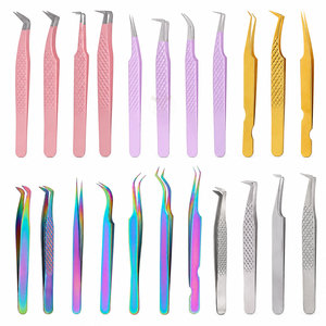 กล่องเก็บอุปกรณ์ต่อขนตา แหนบแยกเส้นใย แหนบปลายเพชร สแตนเลส สีทอง - Product Image 6