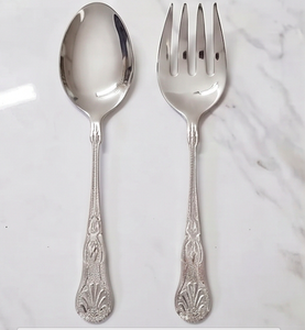 Duo de serveurs à salade royaux victoriens en acier inoxydable, finition miroir argenté, pour décoration sur le thème du luxe et panier-cadeau - Product Image 1