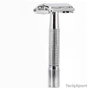 Long Handle Stainless Steel Reusable Safety <b>Razor</b> with <b>Single</b> Edge <b>Blade</b> Textured Handle for Men - Product Image 3