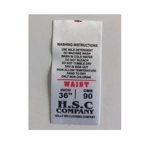 Étiquette de soin en satin blanc 30 mm rectangulaire à coudre, imprimée avec des instructions d'entretien pour vêtements RN7327 - Product Image 4
