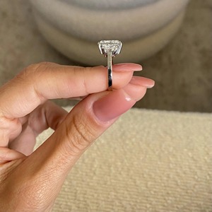 5 Carat Radiant Cut Lab Grown Diamond Three <b>Stone</b> Engagement Ring _ Trapezoid Side Stones _ IGI Certified _ 14k White Gold - Product Image 2