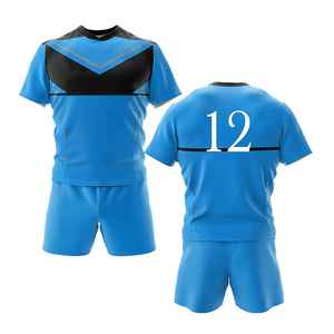 Men's Blue Black Color Blocked <b>Soccer</b> Jersey Set Short Sleeve Crew Neck Moisture Wicking Polyester Athletic Fit All Seasons - Product Image 6