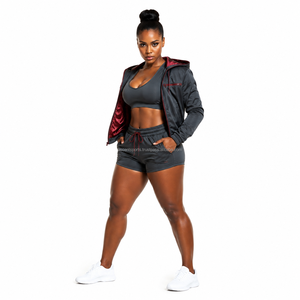Ripstop Polyester Fabric Side <b>Zip</b> Pocket Shorts Ladies Lightweight Windbreaker Set Custom Puff Print Logo Custom Sportswear - Product Image 2