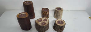 Bougeoir artisanal en bois naturel avec écorces de bois pour la décoration de la maison et les cadeaux de Noël en vente en provenance d'Inde - Product Image 6