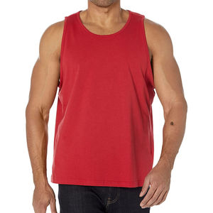 Men's Cotton/Polyester Knitted Tank Top Front Custom Design Anti-Pilling High Quality Fitness Apparel 180g Bulk stringer vest - Product Image 1