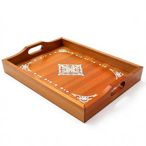 Plateau en bois luxueux fabriqué à la main avec incrustation de nacre parfait pour la décoration de la maison et les occasions de cadeaux spéciaux - Product Image 1