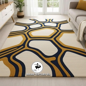 High Quality Hand Tufted Woolen Area Rug Handmade High-Low Pile Living <b>Kitchen</b> Office Prayer By INDIAN TEXTILES H/L - Product Image 1