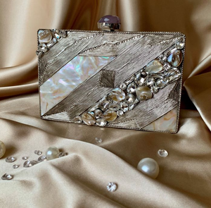Brass Mother of <b>Pearl</b> <b>Handbag</b> Best Quality Clutch Wedding and Party Clutch Bag by LUXURY CRAFTS - Product Image 6
