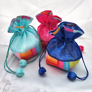 [Goyu] Square Patch Korean Bokjumeoni <b>Pouch</b> Colorful Fabric <b>Drawstring</b> Gift Bag Premium Handmade Jewelry Storage OEM Wholesale - Product Image 3