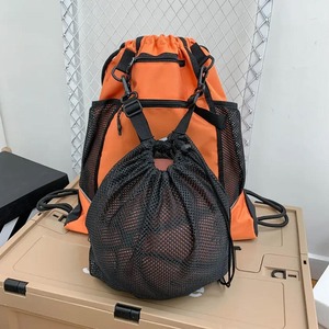 Unisex Mesh <b>Drawstring</b> <b>Backpack</b> With Zippered Pocket And Side Mesh Pockets For Outdoor Sports Casual Use - Product Image 2