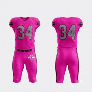 Uniforme de football américain à col en V, imprimé par sublimation, coupe régulière, 100% polyester, qualité supérieure pour hommes - Product Image 1