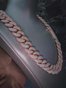 Collier chaîne cubaine glacée en or rose avec moissanite VVS, tendance unisexe, best-seller, vente chaude, hip-hop, bling, luxe - Product Image 2