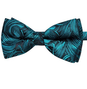 Nœud Papillon Pré-Noué en Soie Unie Teal avec Motif Brodé – Accessoire Formel pour Homme, Durable, Respirant, Séchage Rapide, Ajustable, Fait Main - Product Image 1