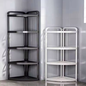 Estante de Almacenamiento Esquinero Moderno de 5 Niveles, Organizador de Cocina y Baño que Ahorra Espacio, Soporte Utilitario de Metal Negro - Product Image 3