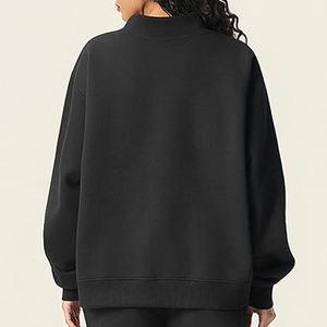 Suéter Oversize Negro para Mujer con Cuello Alto Simulado, Hombros Caídos, Mangas Largas y Banda Ancha en el Dobladillo, Ropa Casual con Logotipo Personalizado - Product Image 5