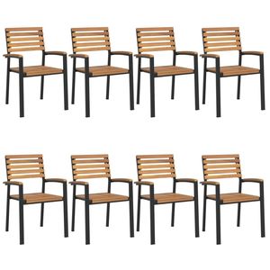 Ensemble de salle à manger de patio en bois d'acacia massif et métal, 9 pièces, collection élégante pour jardin - Product Image 3