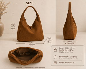 Sac fourre-tout minimaliste en daim véritable avec fermeture éclair et chaînes, couleur unie, sac à main pour femme pour un usage quotidien - Product Image 4