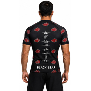 Camiseta de Compresión de Manga Corta para Hombre Black Leaf, Diseño de Nubes Rojas, Secado Rápido, Spandex y Poliéster, para MMA - Product Image 2