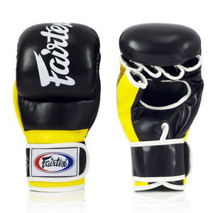 ถุงมือชกมวย Fairtex Pro รุ่นใหม่ สีดำเหลือง หนังแท้ สำหรับฝึกซ้อมมวยไทยและ MMA - Product Image 2