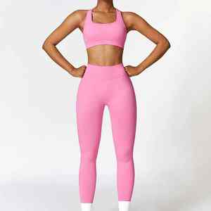 Conjunto de Yoga para Mujer, Último Modelo, Secado Rápido, Ropa Deportiva Transpirable, Diseño Sólido con Cierre Elástico en la Cintura - Product Image 5